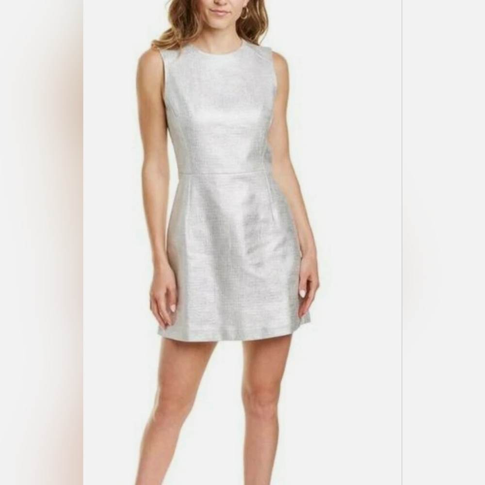 French Connection Silver Metallic Sundae Mini Dress - Picture 1 of 7